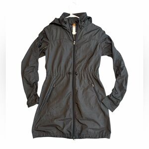 Lucy Hooded Utility Jacket Cinched Waist Lightweight Anorak Black Size Small